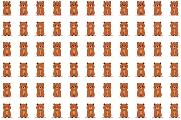 Temiz beyaz arka planda şirin çizgi film tarzı bebek ayıların olduğu sevimli ve pürüzsüz bir vektör deseni. Çocuk dekorasyonu, çocuk ürünleri, bebek partisi temaları ve eğlenceli tasarımlar için ideal..