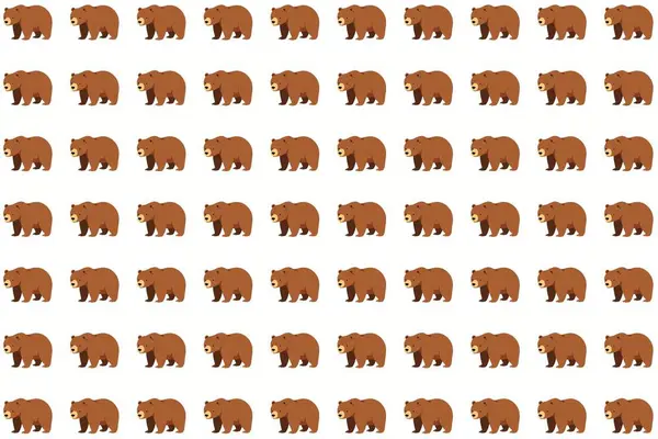 Çizgi film Kahverengi Ayı Kusursuz Vektör Örnekleri. Temiz beyaz bir arkaplanda çizgi film tarzı kahverengi ayıların yer aldığı kusursuz vektör desenleri. Çocuk ürünleri, çocuk dekorasyonu, kumaş baskıları ve şakacı kırtasiye malzemeleri için mükemmel..