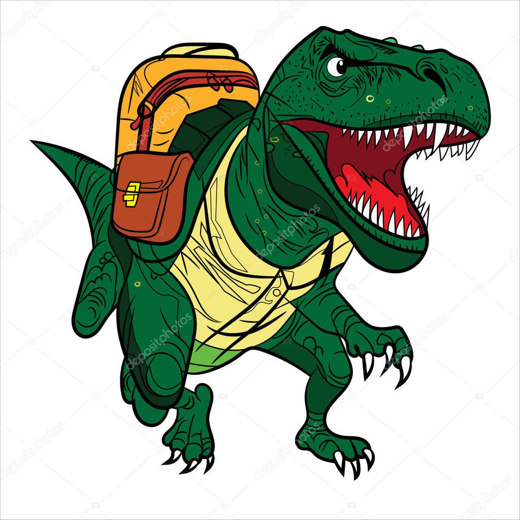 Sticker template dinosaur cartoon colored vector