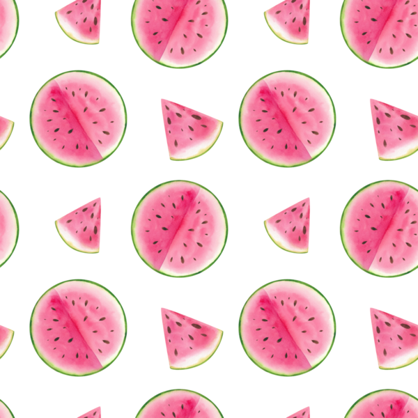 Suluboya çizim seti, karpuz, yapraklar, kusursuz desen. El yapımı karpuz parçaları ve dilimler, dizayn için ahşap şiş, kartpostal, menü, tekstil