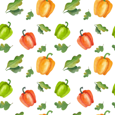 Sebzeli kusursuz suluboya deseni. Çizim biberi, patlıcan, domates, havuç, el yapımı. Vitaminli vejetaryen diyet yemekleri, lezzetli yemekler ve sağlıklı yemekler pişirmek için..