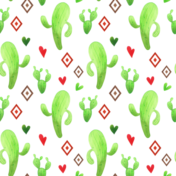 Tatlı karikatür kaktüslü, gitarlı ve marakaslı suluboya desenli. Çocuk çizimi ve tasarımı için sombrero 'da elle boyanmış yeşil bitkiler..