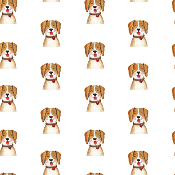 Tatlı çizgi filmlerdeki köpeklerle suluboya kusursuz desen. Evcil hayvanla oynamak için aksesuarlar. Çocukların tasarımı ve çizimi için el boyaması hayvanlar..