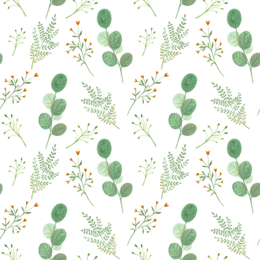 Kusursuz desen. Beyaz arka planda elle çizilmiş suluboya resimler. Bahar ve yaz renkli bitkiler..