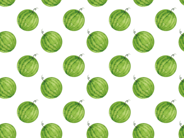 Kusursuz desen. Suluboya resim seti, karpuz, yapraklar. El yapımı karpuz parçaları ve dilimler, dizayn için ahşap şiş, kartpostal, menü.