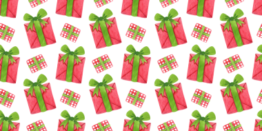 Kusursuz bir tatil düzeni. Hediyelerin suluboya çizimleri. El yapımı hediyeler