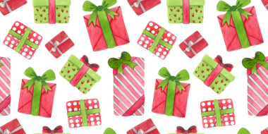 Kusursuz bir tatil düzeni. Hediyelerin suluboya çizimleri. El yapımı hediyeler