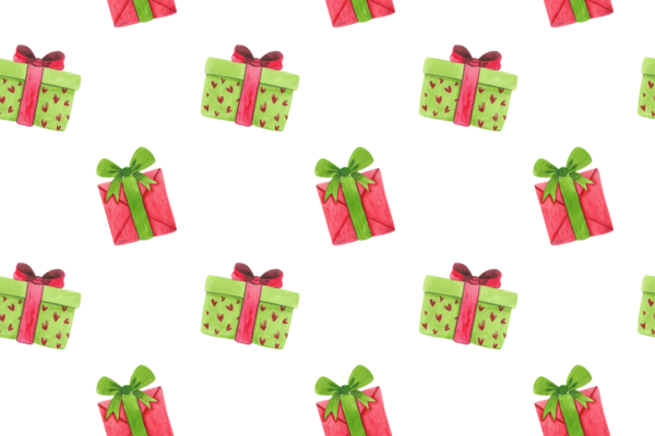 Kusursuz bir tatil düzeni. Hediyelerin suluboya çizimleri. El yapımı hediyeler