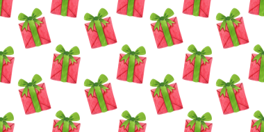 Hediye kutularıyla suluboya kusursuz desen. Beyaz arka planda elle çizilmiş parlak çizimler. Çocuklar için resimleme, baskı ve tekstil dekorasyonunu kutlayan hediyeler