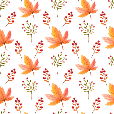 Beyaz arka planda suluboya sonbahar yaprakları olan kusursuz bir desen. Tasarım, baskı ve tekstil için el çizimi illüstrasyon