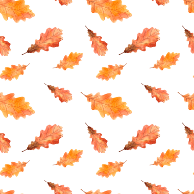 Beyaz arka planda suluboya sonbahar yaprakları olan kusursuz bir desen. Tasarım, baskı ve tekstil için el çizimi illüstrasyon