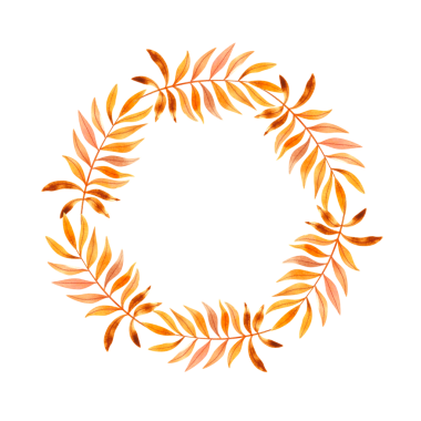 Beyaz arka planda suluboya yaprakları olan sonbahar yuvarlak çerçevesi. Bitkiler daire şeklinde dizilmiş. Tasarım, baskı ve tekstil için el çizimi illüstrasyon