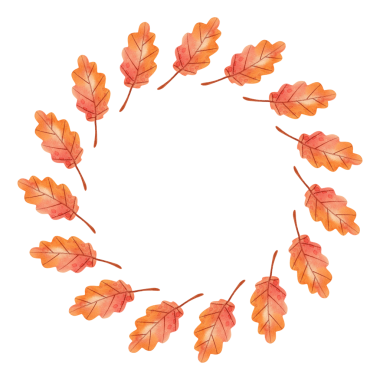 Beyaz arka planda suluboya yaprakları olan sonbahar yuvarlak çerçevesi. Bitkiler daire şeklinde dizilmiş. Tasarım, baskı ve tekstil için el çizimi illüstrasyon