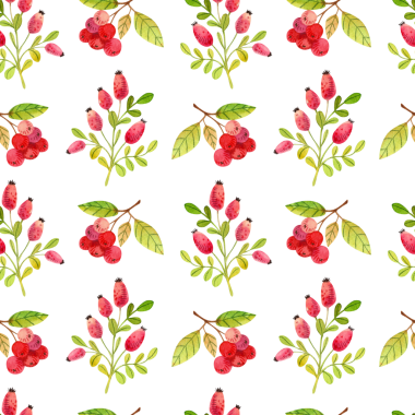 Beyaz arka planda suluboya sonbahar yaprakları ve böğürtlenlerle kusursuz desen. Tasarım, baskı ve tekstil için el çizimi illüstrasyon