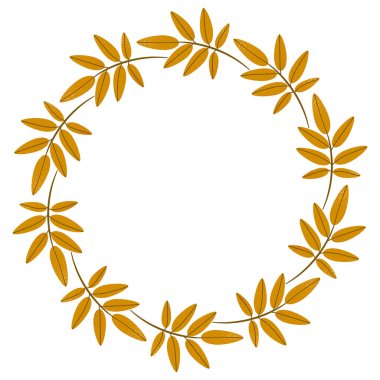 Sarı kuru sonbahar yapraklarından izole edilmiş bir taşıyıcı. Metin sınırı. Tasarım için düz Clipart