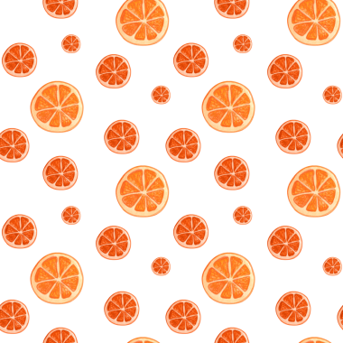 Dilimlenmiş meyvelerin suluboya desenleri. Beyaz arka planda portakal dilimlerinin el çizimi.