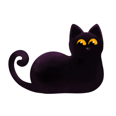 Parlayan gözlü yalancı bir kara kedi tasviri. El çizimi suluboya tarzında, Cadılar Bayramı ve sonbahar tasarımları için mükemmel..