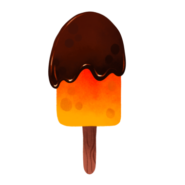 Tatil dekorasyonu, kartlar, menü için çikolatalı turuncu buzlu dondurma.