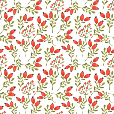 Gül kalça dallı kusursuz sonbahar deseni. Tatil dekorasyonu, baskısı, kumaşı için uygun düz bir resim