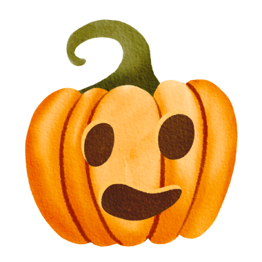 Tatlı suluboya, turuncu balkabağı ve Cadılar Bayramı için kesilmiş yüzü. Balkabağı feneri..