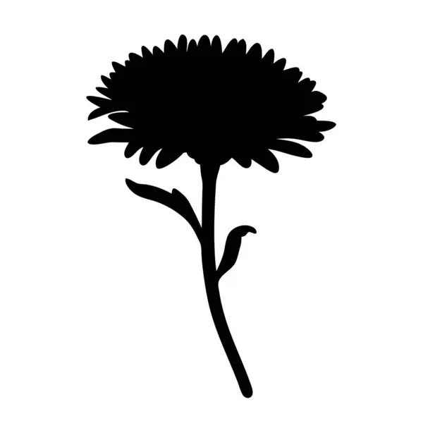 Beyaz arkaplanda tek bir çiçeğin siyah silueti