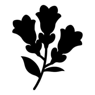 Zarif Siyah ve Beyaz Çan Çiçekleri ve Yapraklar Dalında