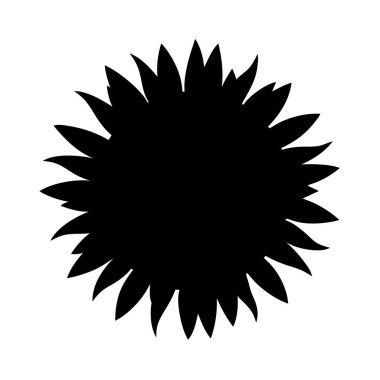 Keskin yaprak kenarlı siyah siluet şeklinde soyut çiçek şekli