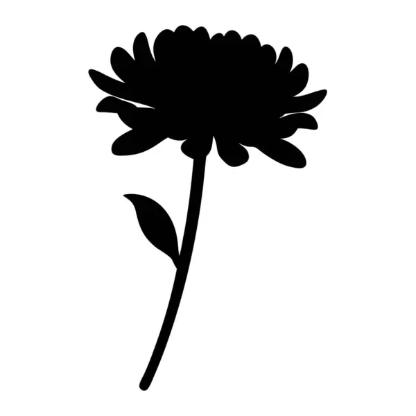 Saplı ve yapraklı bir çiçeğin silueti.