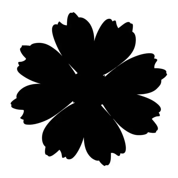 Ayrıntılı taç yapraklı sekiz çiçeğin siyah silueti.