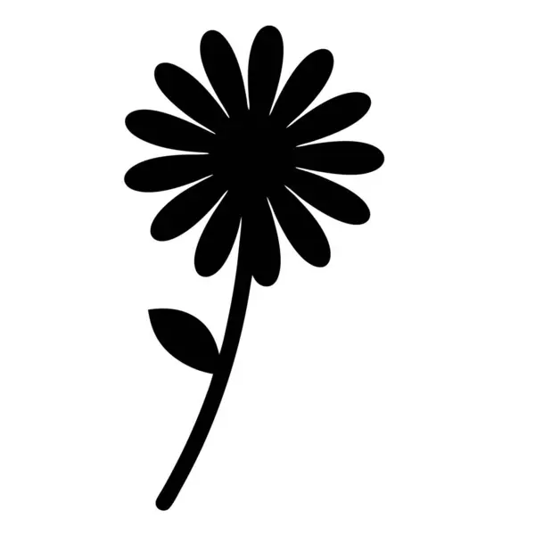 Kök ve Tek Yapraklı Siyah Peted Çiçeğinin Silueti