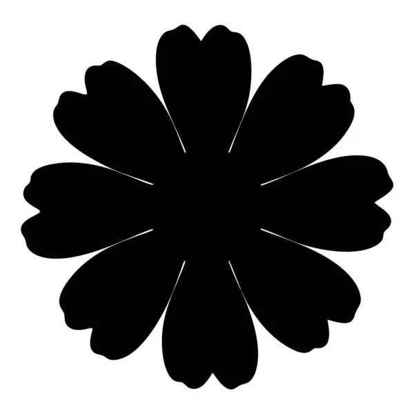 Sekiz yapraklı soyut siyah çiçek, simetrik ve stilize tasarım illüstrasyonu