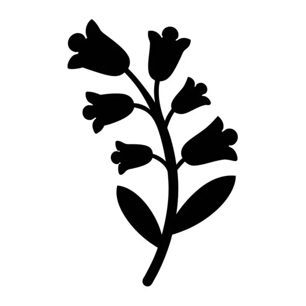 Çan Şekilli Çiçekli Çiçek Bitkisinin Basit Siyah Silueti