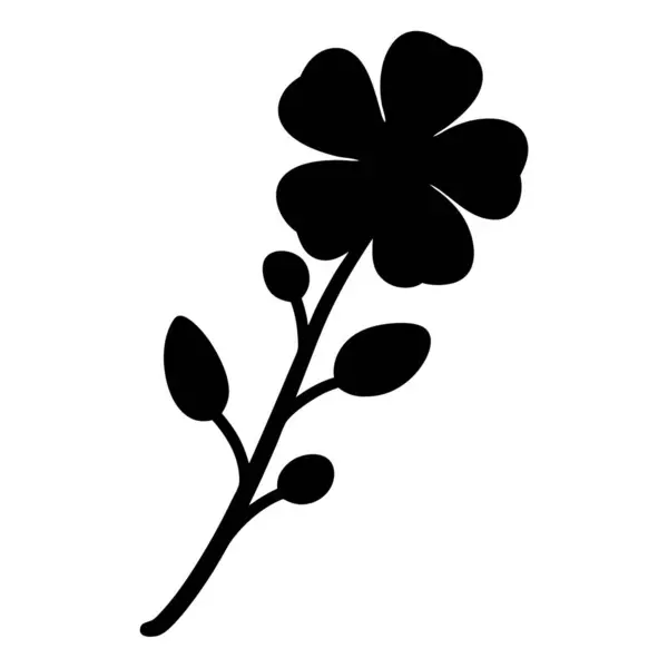Kökteki Çiçek Dört Yapraklı Çiçeğin Basit Siyah Silüeti