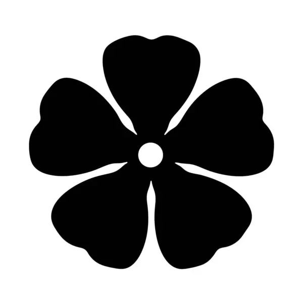 Beş yapraklı siyah çiçek ve ortasında beyaz bir çember.