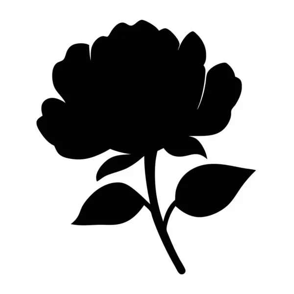 İki yapraklı bir gül çiçeğinin zarif siyah silueti.