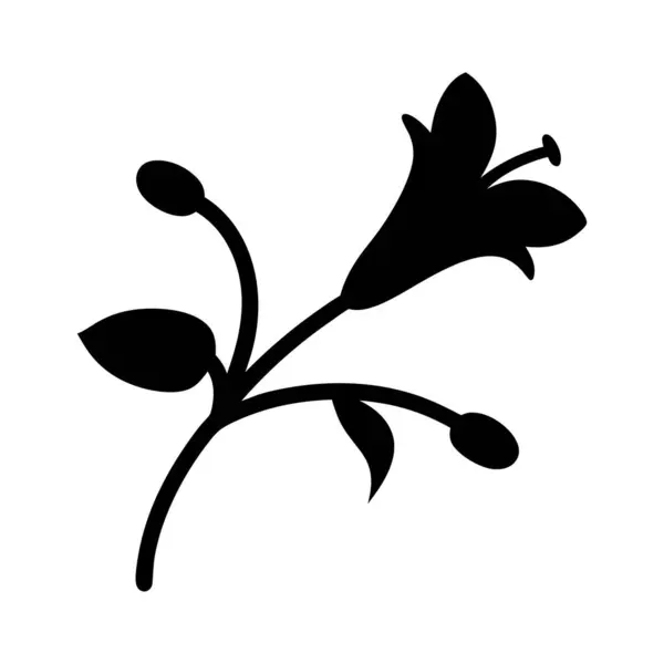 Tomurcuklu ve Yapraklı Çiçek Bitkisinin Zarif Siyah Silüeti