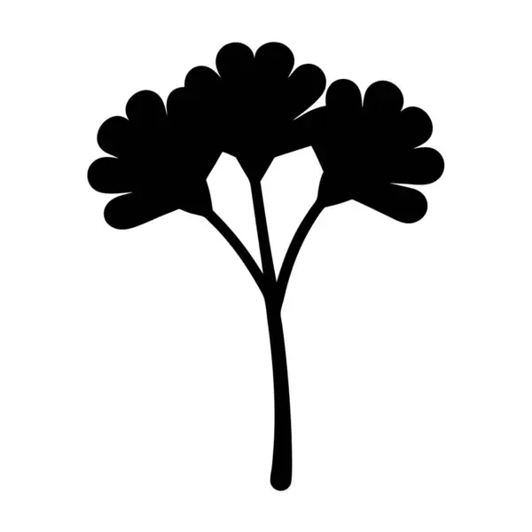 Yuvarlak yaprakları ve sapları olan biçimlendirilmiş bir maydanoz bitkisinin silueti.