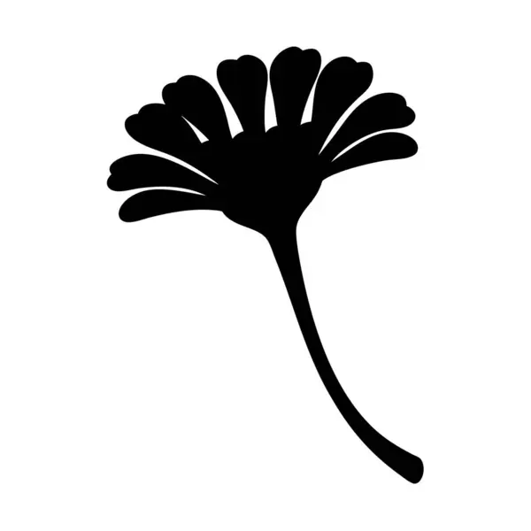 Siyah beyaz uzun saplı bir çiçeğin minimalist silüeti