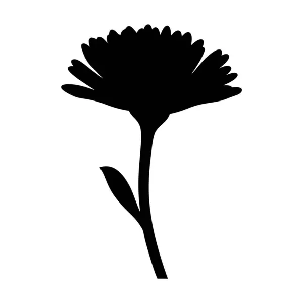 Beyaz Arkaplan Sanatında Bir Yaprak Olan Basit Çiçek Silueti