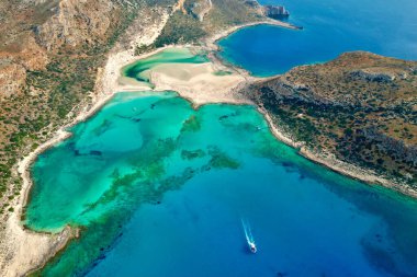Chania, Girit yakınlarında turkuvaz sularıyla nefes kesici Balos Gölü. Yüksek kalite fotoğraf