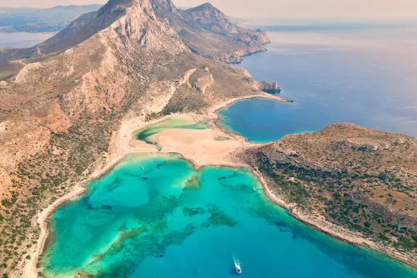 Manzaralı Balo Gölü ve Batı Girit, Chania yakınlarında çarpıcı bir deniz. Yüksek kalite fotoğraf