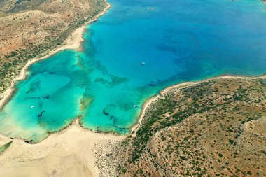 Chania, Girit yakınlarında turkuvaz sularıyla nefes kesici Balos Gölü. Yüksek kalite fotoğraf