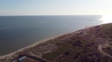 Belosarayska Spit, Ukrayna Kıyı Köyü üzerindeki İHA görüntüleri. Yüksek kaliteli FullHD görüntüler