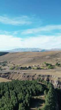İnsansız hava aracı Sakartvelo 'dan Gürcistan doğasının dikey görüntüsü. Yüksek kalite 4k görüntü