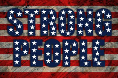 Metin Güçlü insanlar Amerikan bayrağında yıldızlar, vatansever tasarım illüstrasyonları. Yüksek kaliteli illüstrasyon