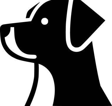 Minimalist siyah-beyaz köpek vektörü, logolar, çıkartmalar, tişörtler ve modern grafik tasarımlar için mükemmel..