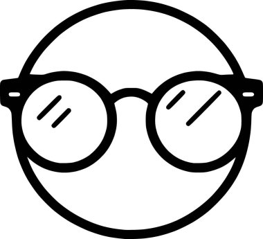 Minimalist siyah beyaz güneş gözlüğü ikonu, temiz yaz atmosferi için mükemmel..