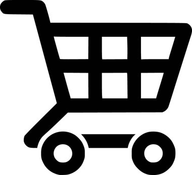 Alışveriş arabasının minimalist siyah beyaz simgesi