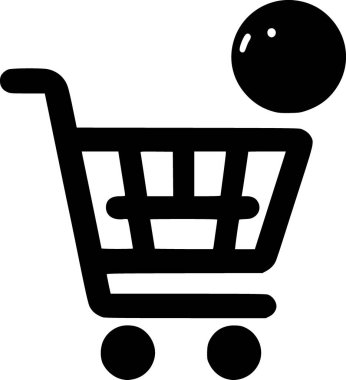 Alışveriş arabasının minimalist siyah beyaz simgesi