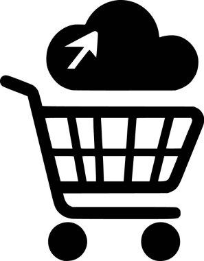 Alışveriş arabasının minimalist siyah beyaz simgesi